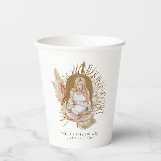 Gobelets En Papier Baby shower Boho Florals (Recto)