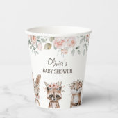 Gobelets En Papier Baby shower Boho Woodland Animaux (Recto)