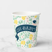 Gobelets En Papier Baby shower botanique jaune citron (Verso)