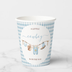 Gobelets En Papier Baby shower Brown Blue Cothesline Cowboy