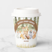 Gobelets En Papier Baby shower Brown Et Vert Des Animaux De Bois (Verso)