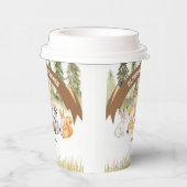 Gobelets En Papier Baby shower Brown Et Vert Des Animaux De Bois (Droite)