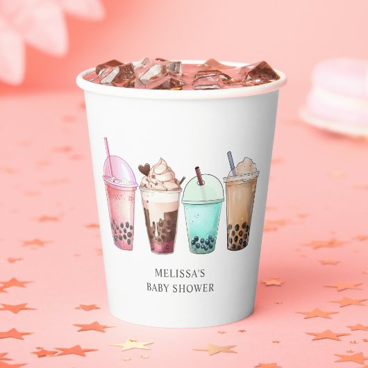 Gobelets En Papier Baby shower Bubble Tea Boba