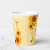 Gobelets En Papier Baby shower bumble abeilles tournesols jardin (Droite)