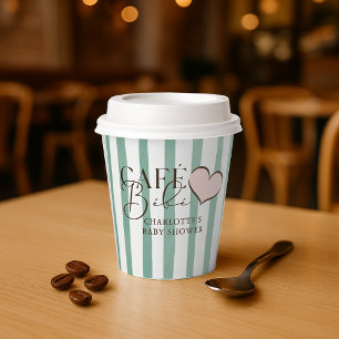 Gobelets En Papier Baby Shower Café Bébé Thème Café Rayures Menthe
