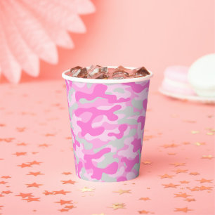 Gobelets En Papier Baby Shower Camo Rose