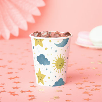 Gobelets En Papier Baby shower céleste du soleil, de la lune et des é