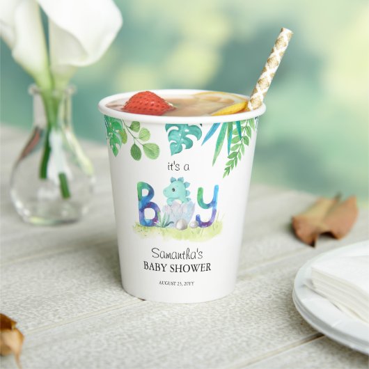 Gobelets En Papier Baby shower "C'est un garçon" de Cute Dinosaur (Insitu)