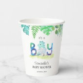 Gobelets En Papier Baby shower "C'est un garçon" de Cute Dinosaur (Verso)
