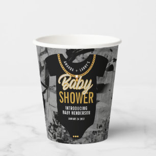 Gobelets En Papier Baby Shower Chaîne en Or Hip Hop