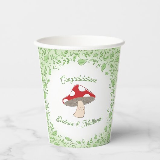 Gobelets En Papier Baby shower champignon (Recto)