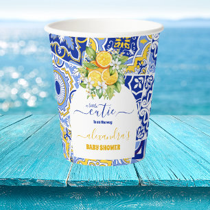 Gobelets En Papier Baby shower citron bleu italien