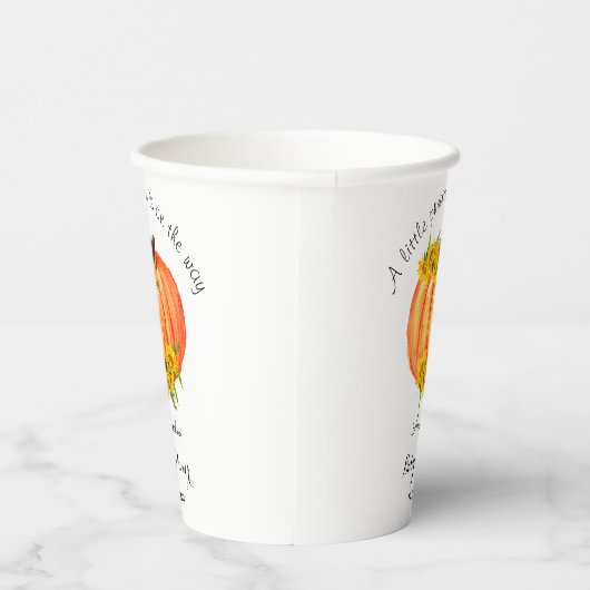 Gobelets En Papier Baby shower citrouille Automne Orange Livre blanc (Droite)