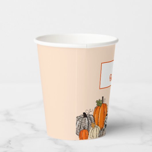 Gobelets En Papier Baby shower Citrouille Boho Fall (Droite)