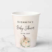 Gobelets En Papier Baby shower citrouille chute crème rose or (Recto)