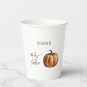 Gobelets En Papier Baby shower Citrouille de Fall Little (Verso)