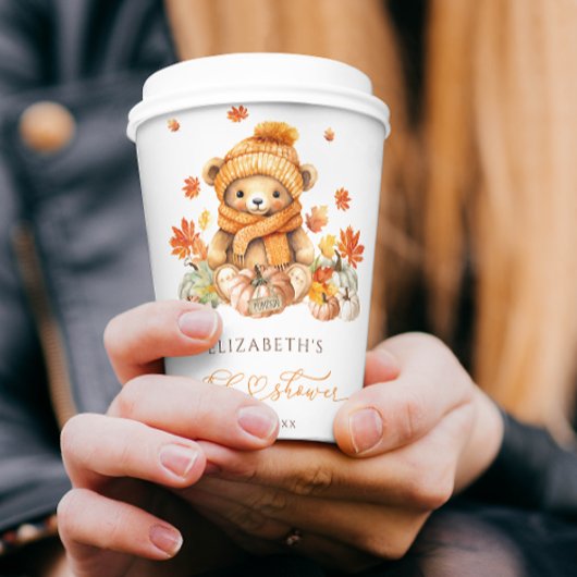 Gobelets En Papier Baby shower Citrouille de l'ours en peluche d'auto