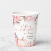 Gobelets En Papier Baby shower citrouille Fille rose Floral Automne A (Recto)
