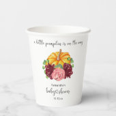 Gobelets En Papier Baby shower Citrouille orange aquarelle (Verso)
