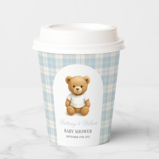 Gobelets En Papier Baby shower classique Preppy Teddy Bear (Recto)