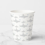 Gobelets En Papier Baby shower Coeur bleu requin (Recto)