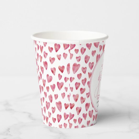 Gobelets En Papier Baby shower Coeur rose C'est une fille (Droite)