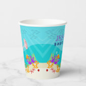 Gobelets En Papier Baby shower coloré d'animaux marins (Recto)