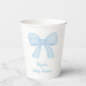 Gobelets En Papier Baby shower Coquette Blue Boy Bow (Verso)