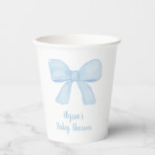 Gobelets En Papier Baby shower Coquette Blue Boy Bow (Recto)