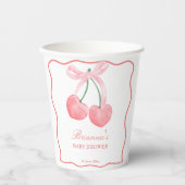 Gobelets En Papier Baby shower coquette rose cerise (Recto)