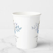 Gobelets En Papier Baby shower Courge Fleurie Bleu Poussière (Droite)