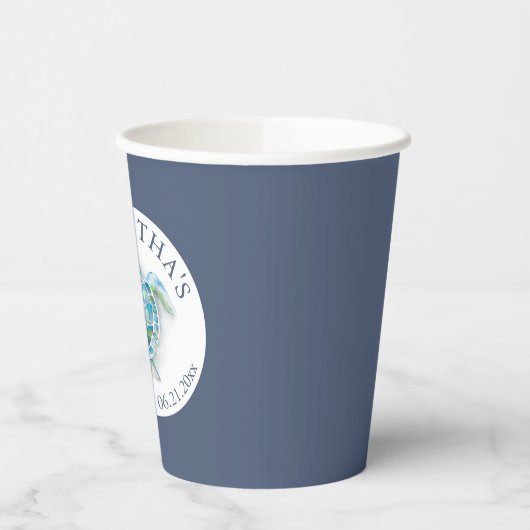 Gobelets En Papier Baby shower Cups en papier Boy Blue Sea Turtle (Gauche)