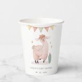 Gobelets En Papier Baby shower Cute Pastel Cactus Boho Llama (Verso)
