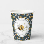 Gobelets En Papier Baby shower d'abeilles à fleur marguerite (Verso)