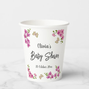 Gobelets En Papier Baby shower d'accueil pour papillons tropicaux Orc