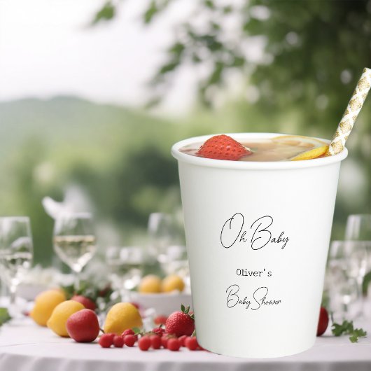 Gobelets En Papier Baby shower d'accueil simple et élégant