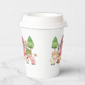 Gobelets En Papier Baby shower d'animaux de ferme roses (Droite)