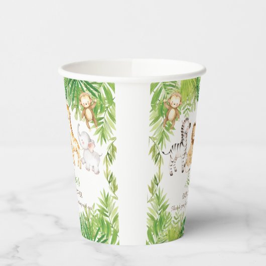 Gobelets En Papier Baby shower d'animaux de la forêt Safari Green (Gauche)