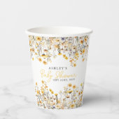 Gobelets En Papier Baby shower d'aquarelle Boho Fleur sauvage jaune (Recto)