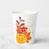 Gobelets En Papier Baby shower d'aquarelle citrouille or mignon (Verso)