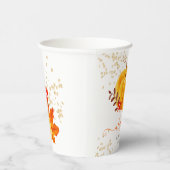 Gobelets En Papier Baby shower d'aquarelle citrouille or mignon (Droite)