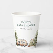 Gobelets En Papier Baby shower d'aquarelle de la forêt de camping (Recto)