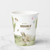 Gobelets En Papier Baby shower d'aquarelle de l'ours d'attente (Recto)