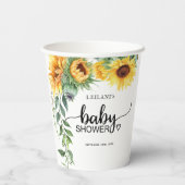 Gobelets En Papier Baby shower d'aquarelle de tournesol (Verso)