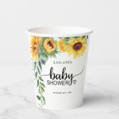 Gobelets En Papier Baby shower d'aquarelle de tournesol (Recto)