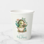 Gobelets En Papier Baby shower d'aquarelle d'oeuf Dinosaure Floral C (Verso)