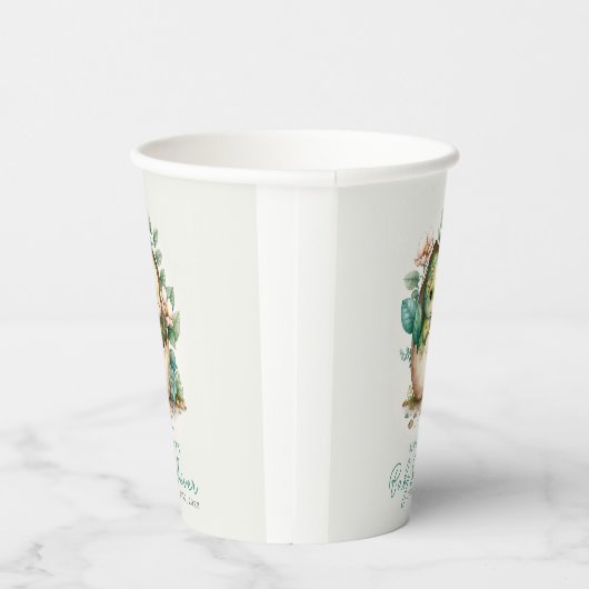 Gobelets En Papier Baby shower d'aquarelle d'oeuf Dinosaure Floral C (Droite)