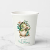 Gobelets En Papier Baby shower d'aquarelle d'oeuf Dinosaure Floral C (Recto)