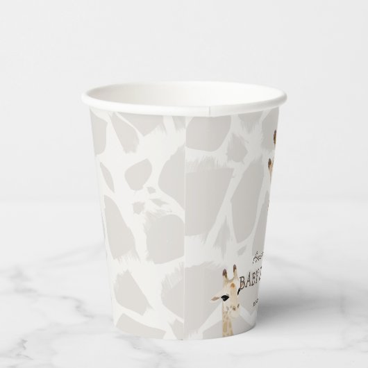 Gobelets En Papier Baby shower d'aquarelle Giraffe Greige (Droite)