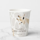 Gobelets En Papier Baby shower d'aquarelle Giraffe Greige (Recto)